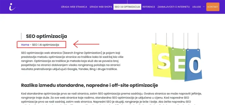 Putanja navigacije (breadcrump)